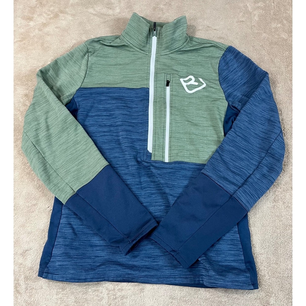 Ortovox Merino Wool fleece Light Half zip Men Size medium Blue Green EUC
